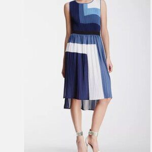 BCBGMAXAZRIA KATHRINE COLOR BLOCKED PLEATED DRESS Size M